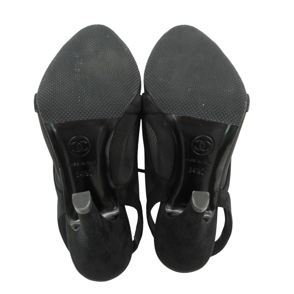 Chanel Sandals CC Logo Mesh Sling Back High Heels Shoes Mules Black 34 2 1 — view 5