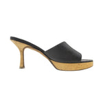 Chanel Sandals CC Logo Buckle Leather Mules High Heels Shoes Black 36 2 1 — view 2