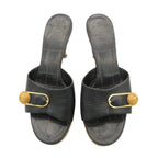 Chanel Sandals CC Logo Buckle Leather Mules High Heels Shoes Black 36 2 1 — view 3