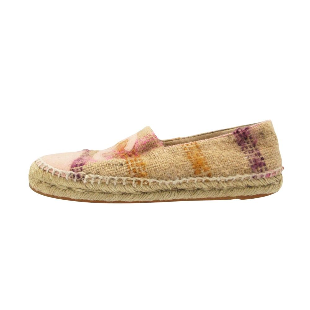 Chanel Slip on Espadrilles CC Logo Flat Shoes Hemp Wool Check Tweed Pink — view 2