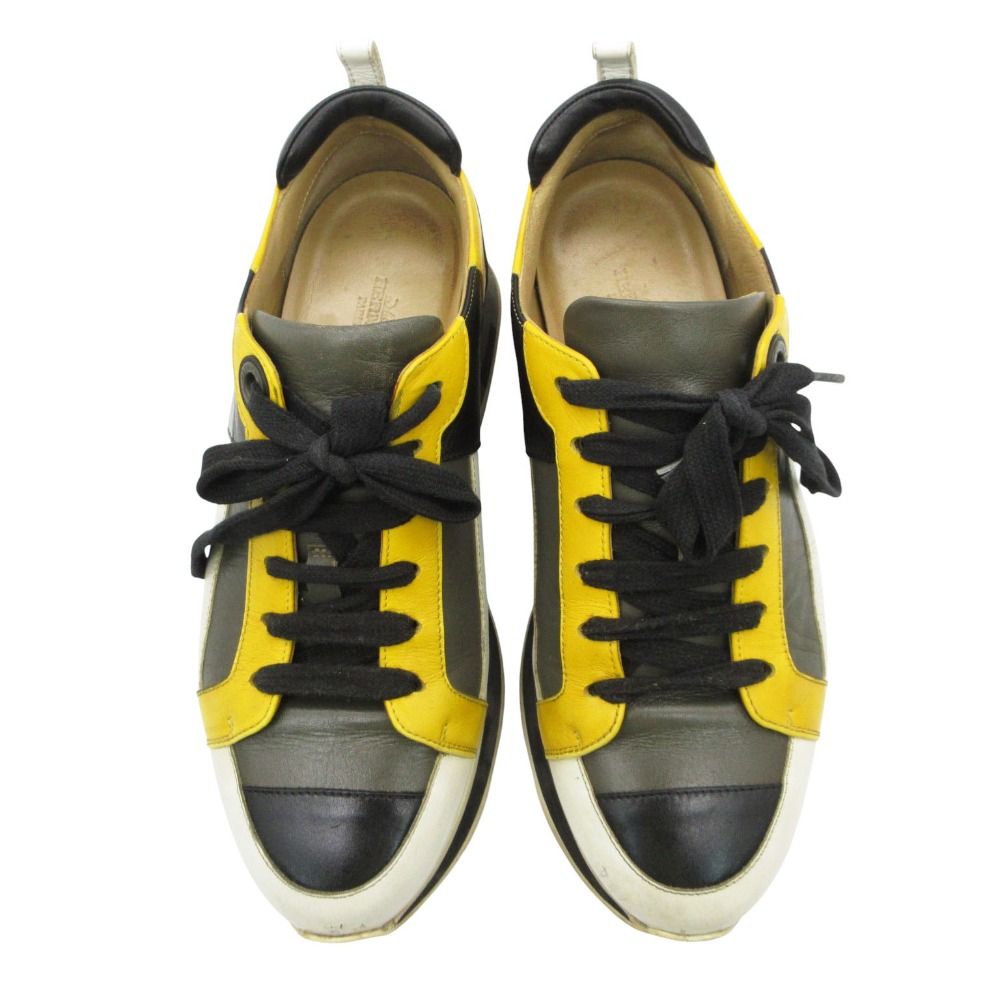 Hermes Revus Sneakers Leather Low Cut Shoes Yellow — view 3