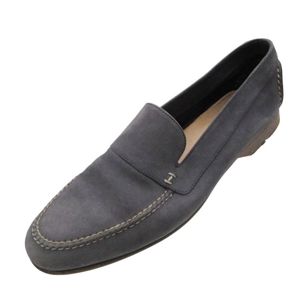 Hermes Loafers Leather Slip on Shoes Stitch Navy