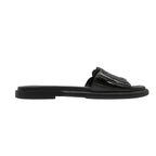 Chanel Beach Sandals Slide Flat CC Logo Enamel Patent Leather Black — view 3
