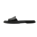 Chanel Beach Sandals Slide Flat CC Logo Enamel Patent Leather Black — view 2