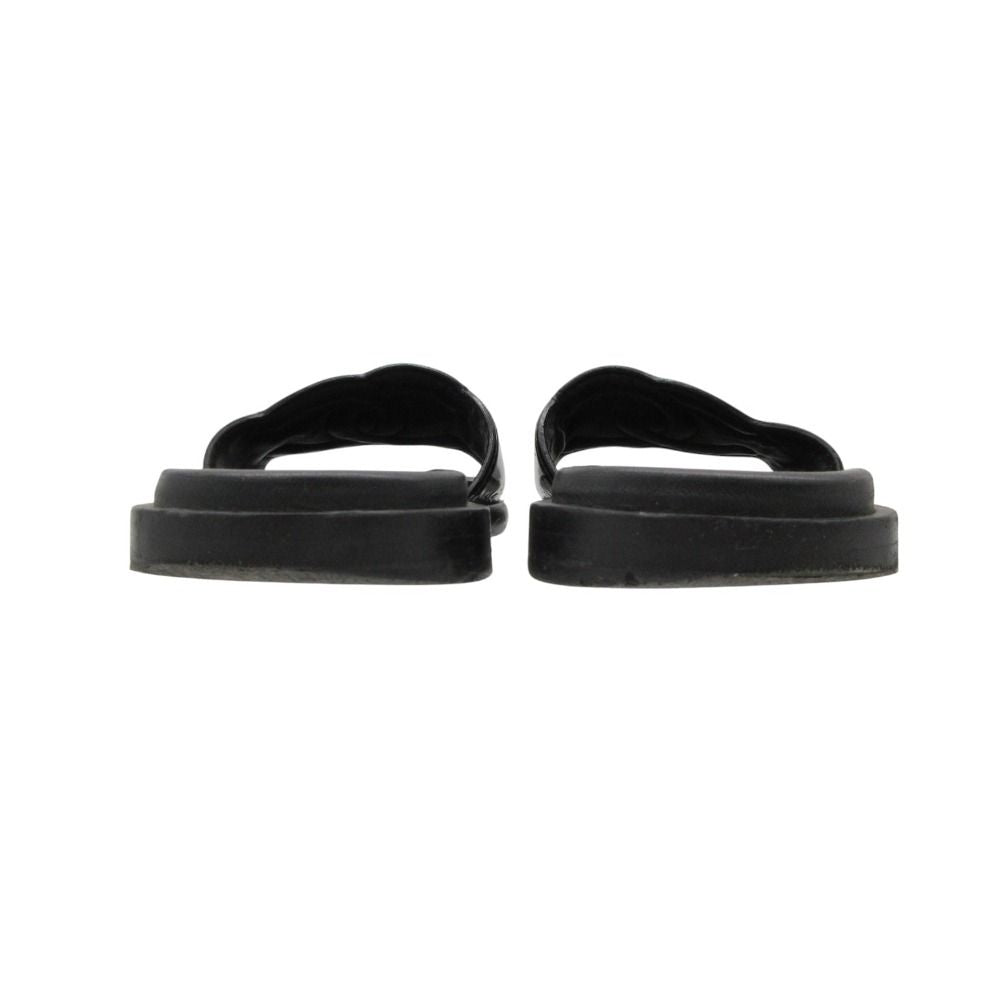 Chanel Beach Sandals Slide Flat CC Logo Enamel Patent Leather Black — view 5