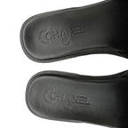 Chanel Beach Sandals Slide Flat CC Logo Enamel Patent Leather Black — view 4