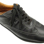 Hermes Quick Sneakers Logo Leather Shoes White Stitch Noir Black — view 6