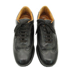Hermes Quick Sneakers Logo Leather Shoes White Stitch Noir Black — view 3