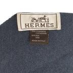 Hermes Shawl Cashmere Silk Scarf Logo Blue — view 5
