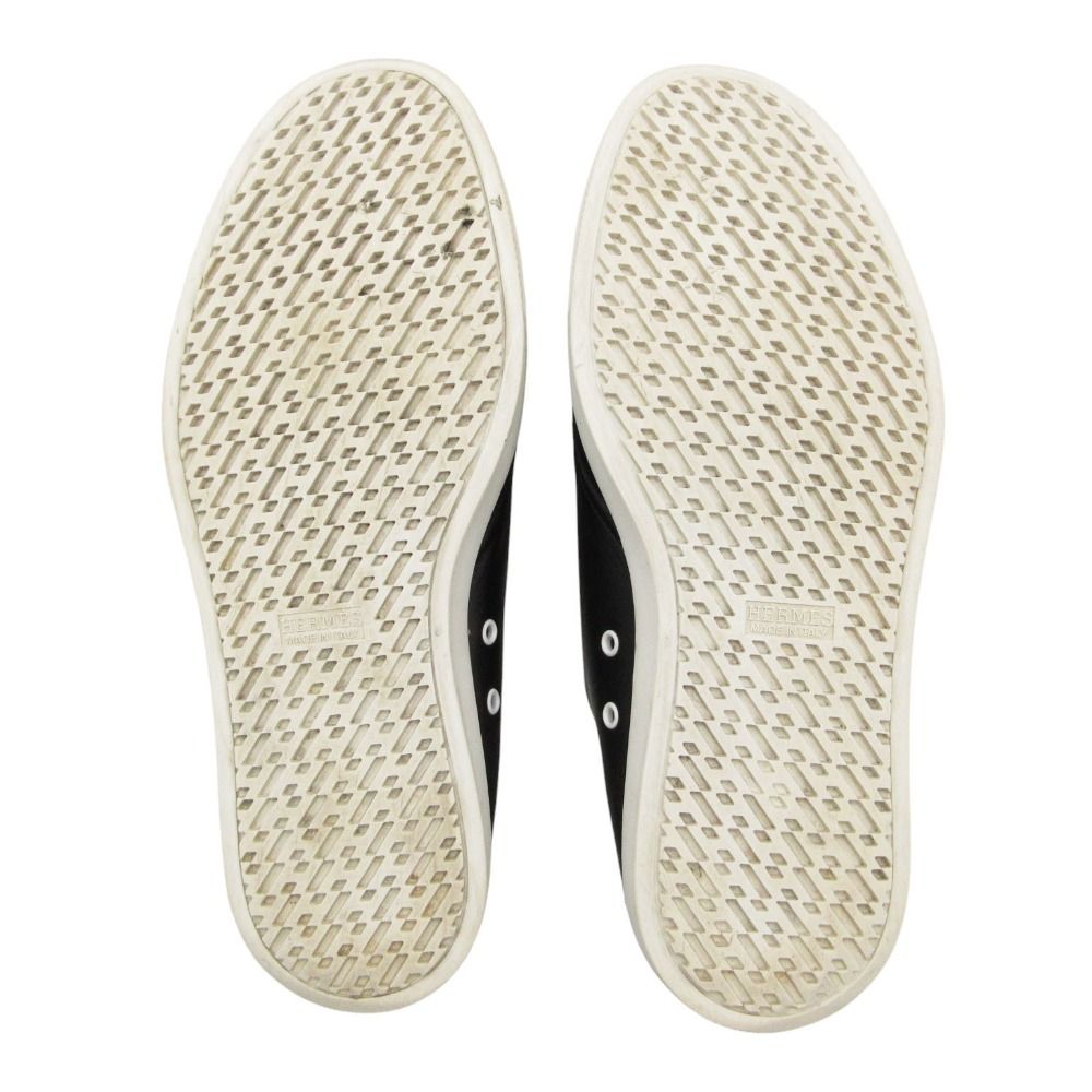 Hermes Ex Bliss Sneakers Leather Shoes Logo Low Cut Black — view 6