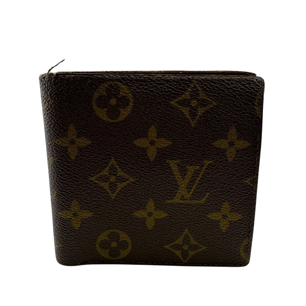 Louis Vuitton Vintage Coin Case Monogram Leather Bifold Wallet Beige