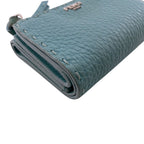 Fendi Micro L-shaped Zipper Selleria Peekaboo Leather Trifold Wallet Blue — view 3