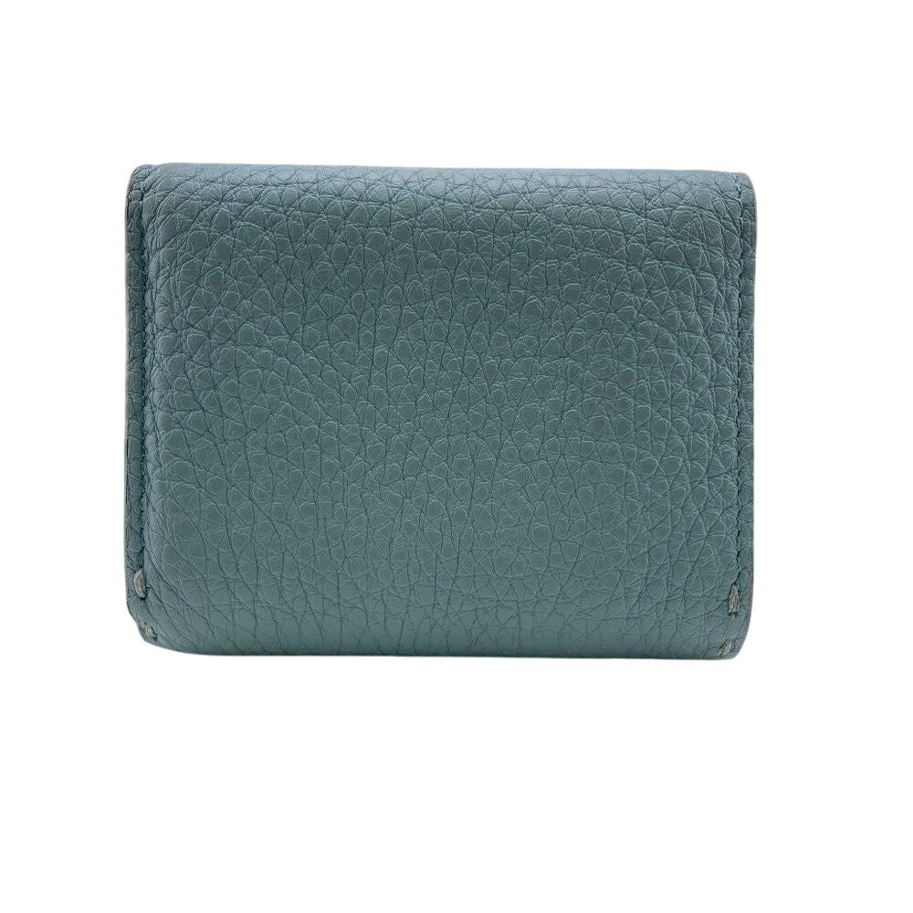 Fendi Micro L-shaped Zipper Selleria Peekaboo Leather Trifold Wallet Blue — view 2