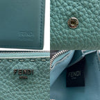 Fendi Micro L-shaped Zipper Selleria Peekaboo Leather Trifold Wallet Blue — view 8