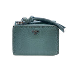 Fendi Micro L-shaped Zipper Selleria Peekaboo Leather Trifold Wallet Blue