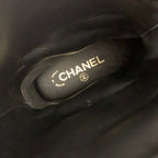 Chanel Boots Long Shoes Shearling Leather Black Beige CC Logo Processing Middle — view 7