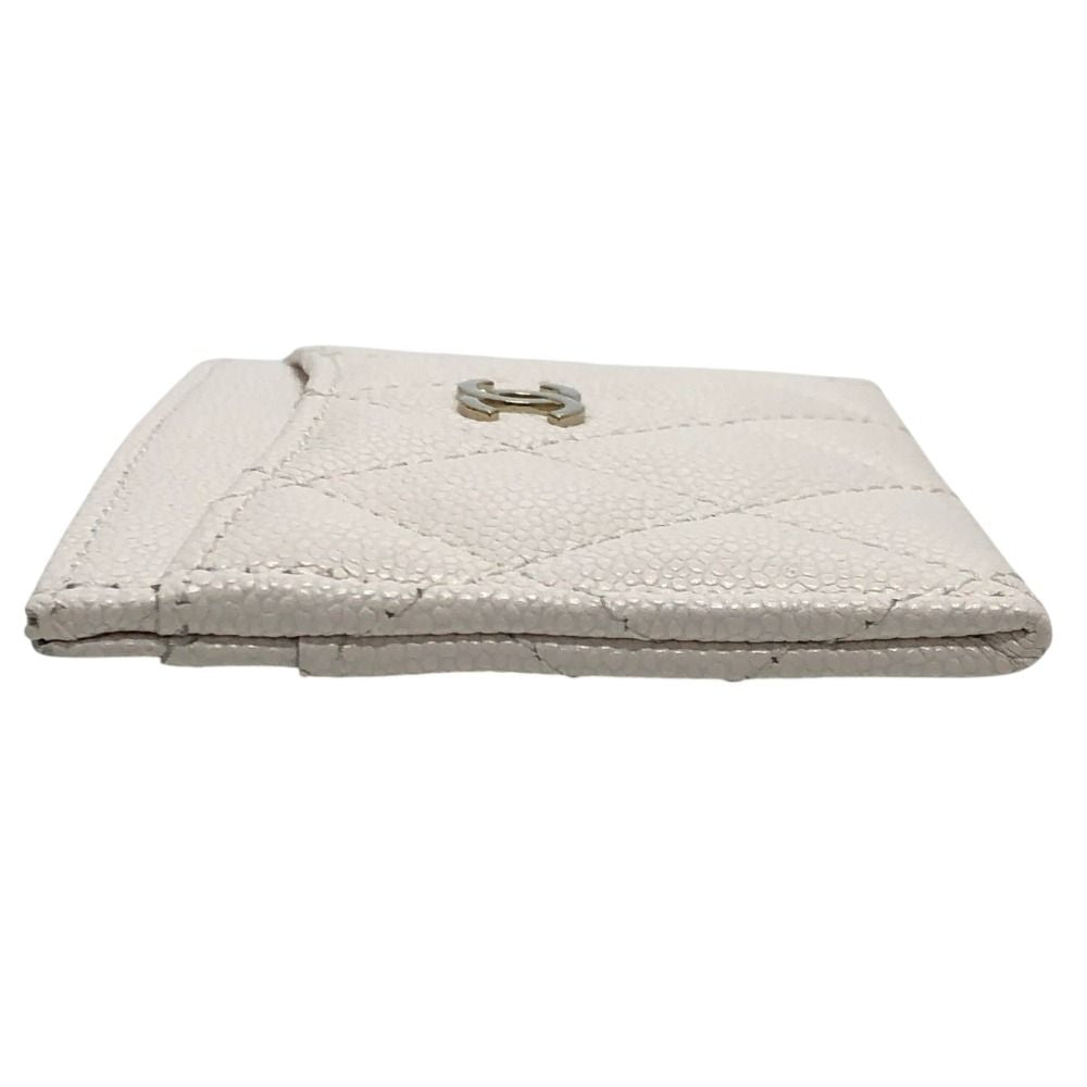 Chanel Card Case CC Logo Classic Caviar Leather White — view 3