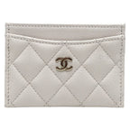 Chanel Card Case CC Logo Classic Caviar Leather White