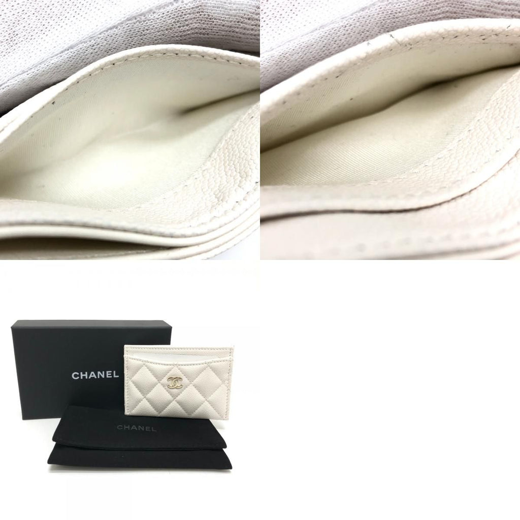 Chanel Card Case CC Logo Classic Caviar Leather White — view 9
