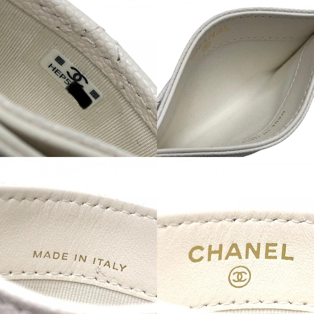 Chanel Card Case CC Logo Classic Caviar Leather White — view 8