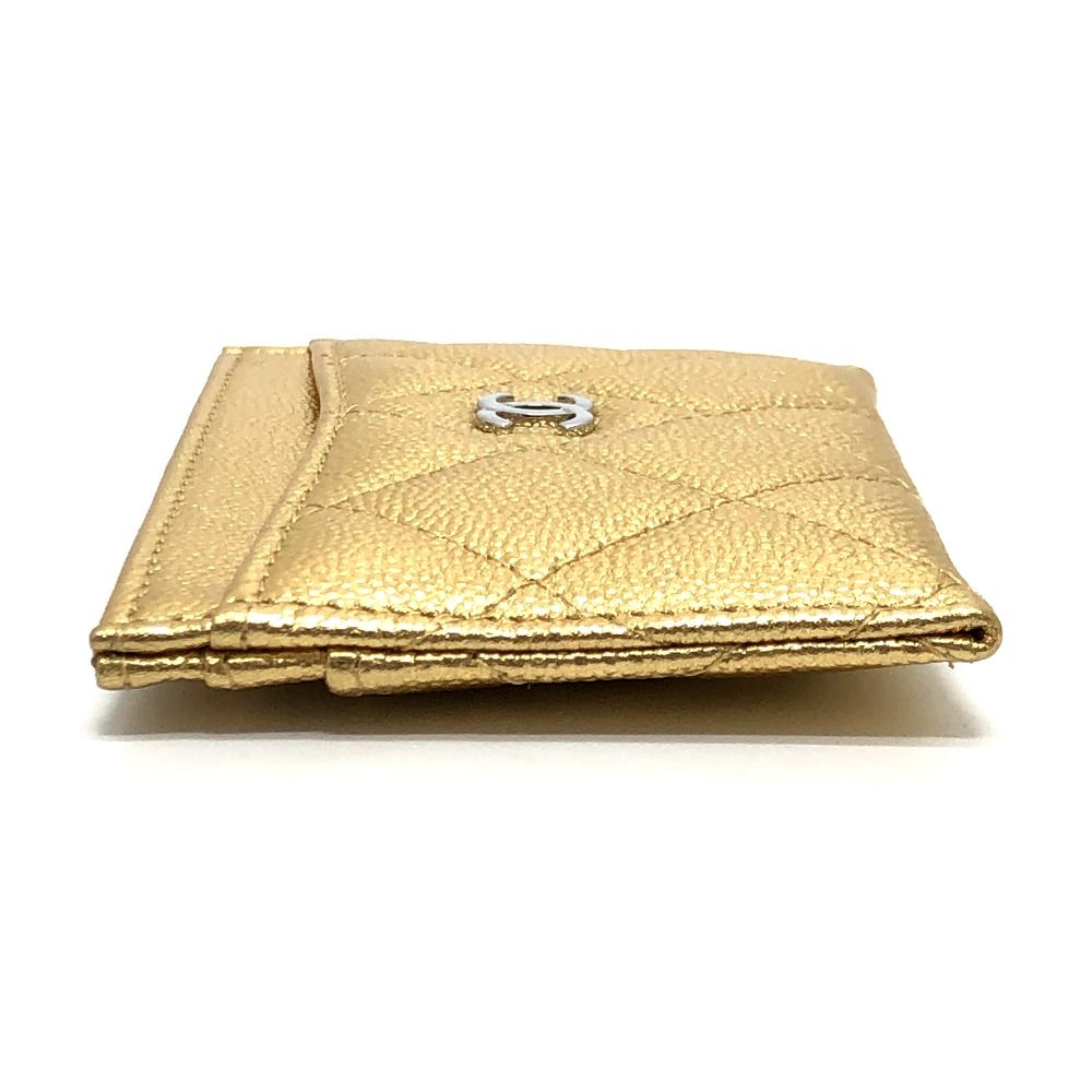 Chanel Card Case CC Logo Classic Caviar Leather Gold — view 3