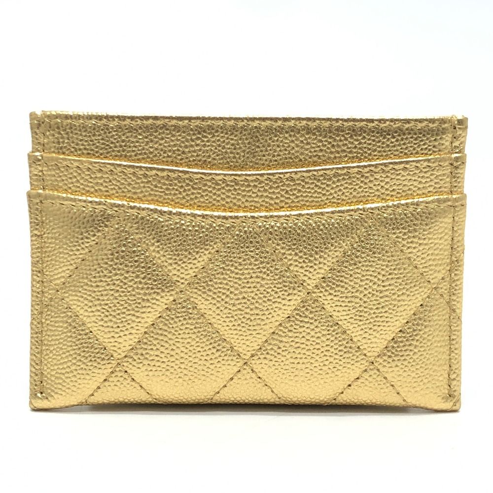 Chanel Card Case CC Logo Classic Caviar Leather Gold — view 2