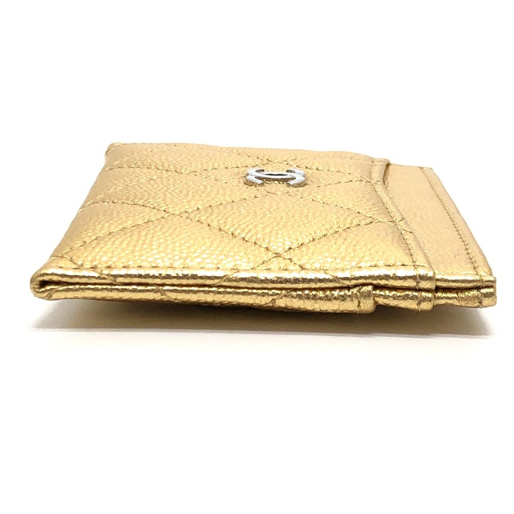 Chanel Card Case CC Logo Classic Caviar Leather Gold — view 4