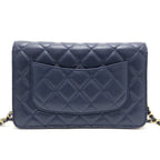 Chanel Shoulder Bag CC Logo Classic Caviar Leather Blue — view 2