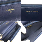 Chanel Shoulder Bag CC Logo Classic Caviar Leather Blue — view 8