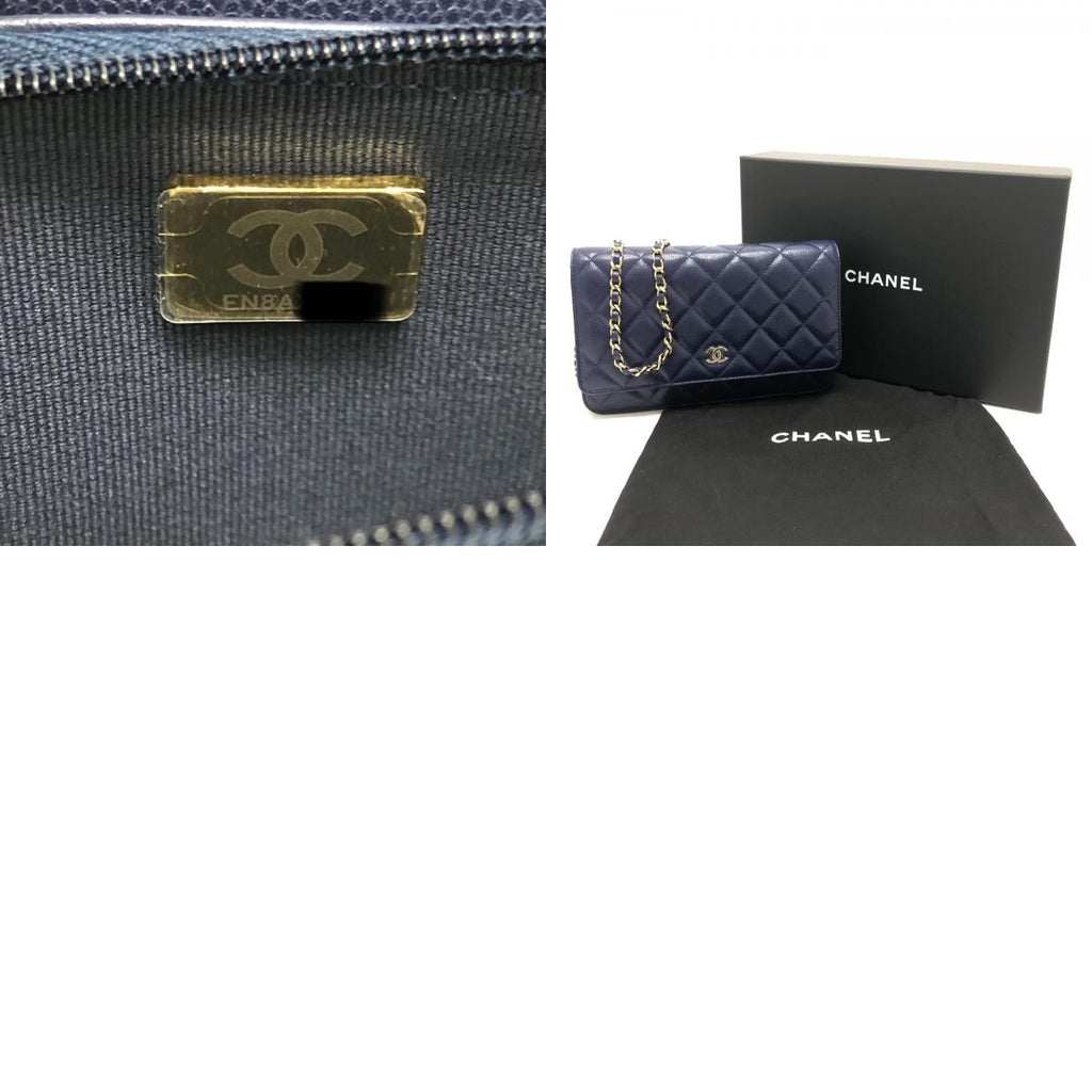 Chanel Shoulder Bag CC Logo Classic Caviar Leather Blue — view 9