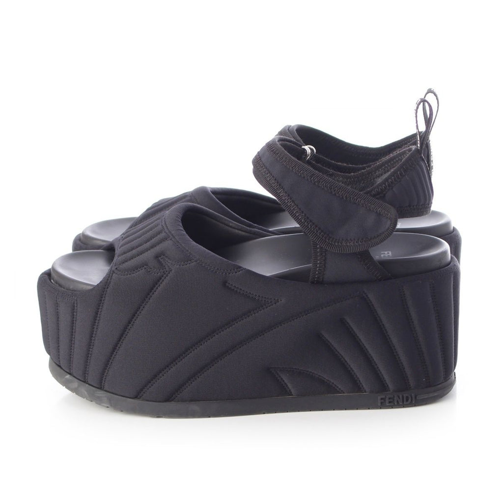 Fendi Fabric Logo Platform Sandals Black — view 3