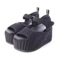 Fendi Fabric Logo Platform Sandals Black