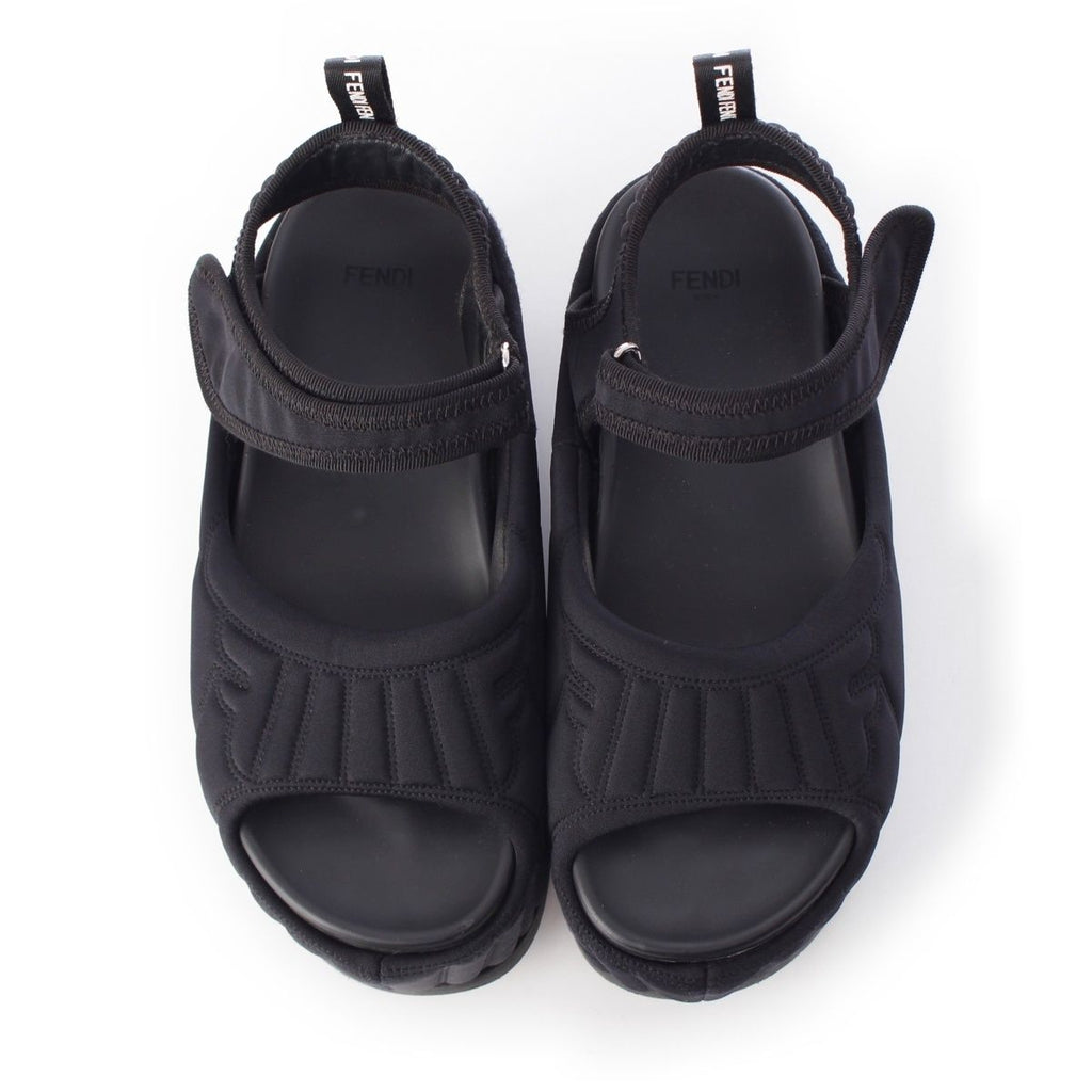 Fendi Fabric Logo Platform Sandals Black — view 2