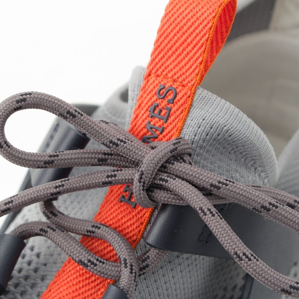 Hermes Katana Leather Mesh Low Cut Sneakers Gray — view 8
