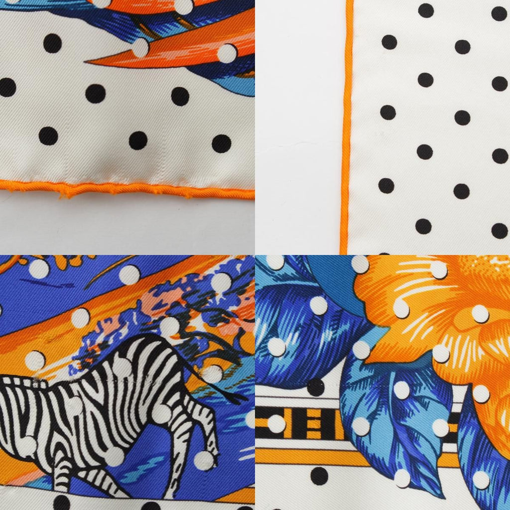Hermes Carre 140 Silk Tropiques Tropical Scarf Blue Orange — view 9