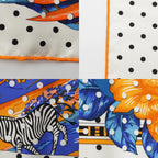 Hermes Carre 140 Silk Tropiques Tropical Scarf Blue Orange — view 9