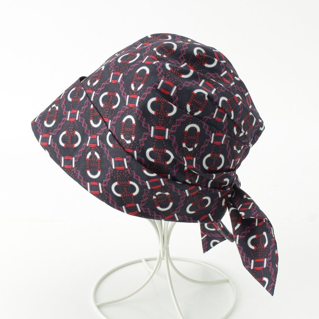 Hermes Raffia Cotton Gemini Hat Cap Navy — view 7