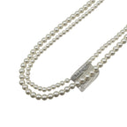 Celine Necklace Pearl Logo White Silver — view 2