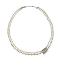 Celine Necklace Pearl Logo White Silver