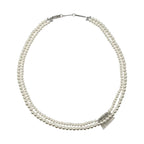 Celine Necklace Pearl Logo White Silver