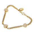 Celine Heart Chain Bracelet Gold Plated Rhinestone