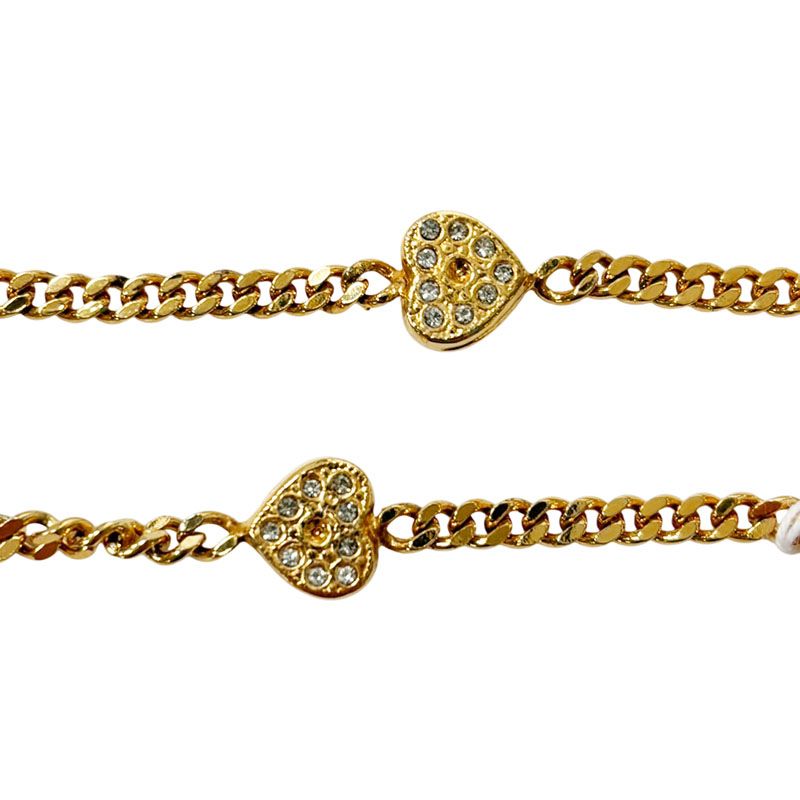 Celine Heart Chain Bracelet Gold Plated Rhinestone — view 5