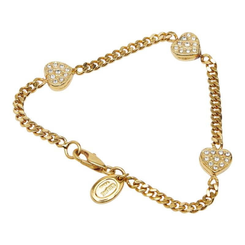 Celine Heart Chain Bracelet Gold Plated Rhinestone — view 2