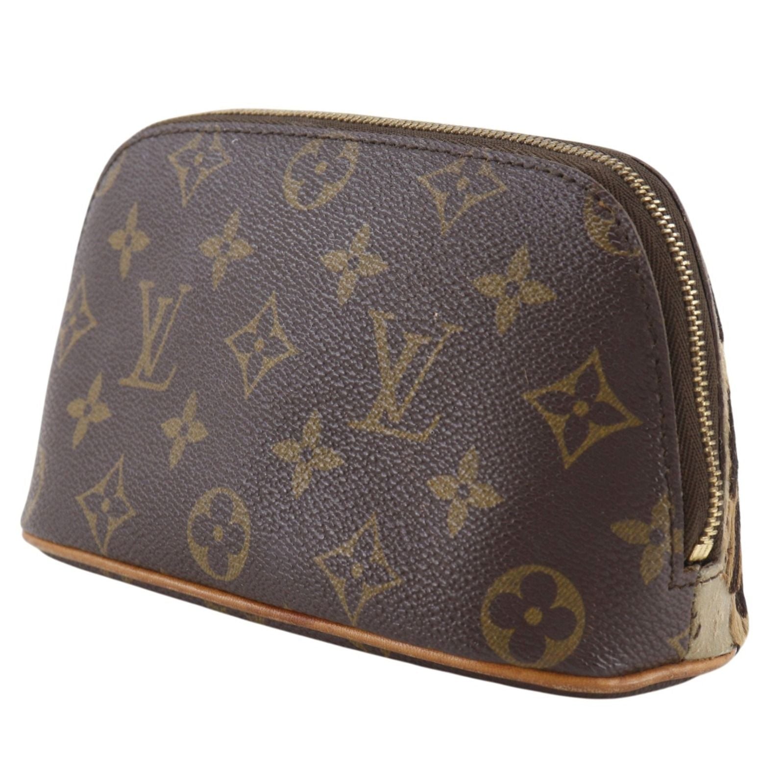 Louis Vuitton Monogram Canvas Calf Hair Brown Pouch — view 2