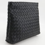 Bottega Veneta Classic Hydrology Intrecciato Leather Black Clutch — view 3