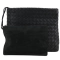 Bottega Veneta Classic Hydrology Intrecciato Leather Black Clutch