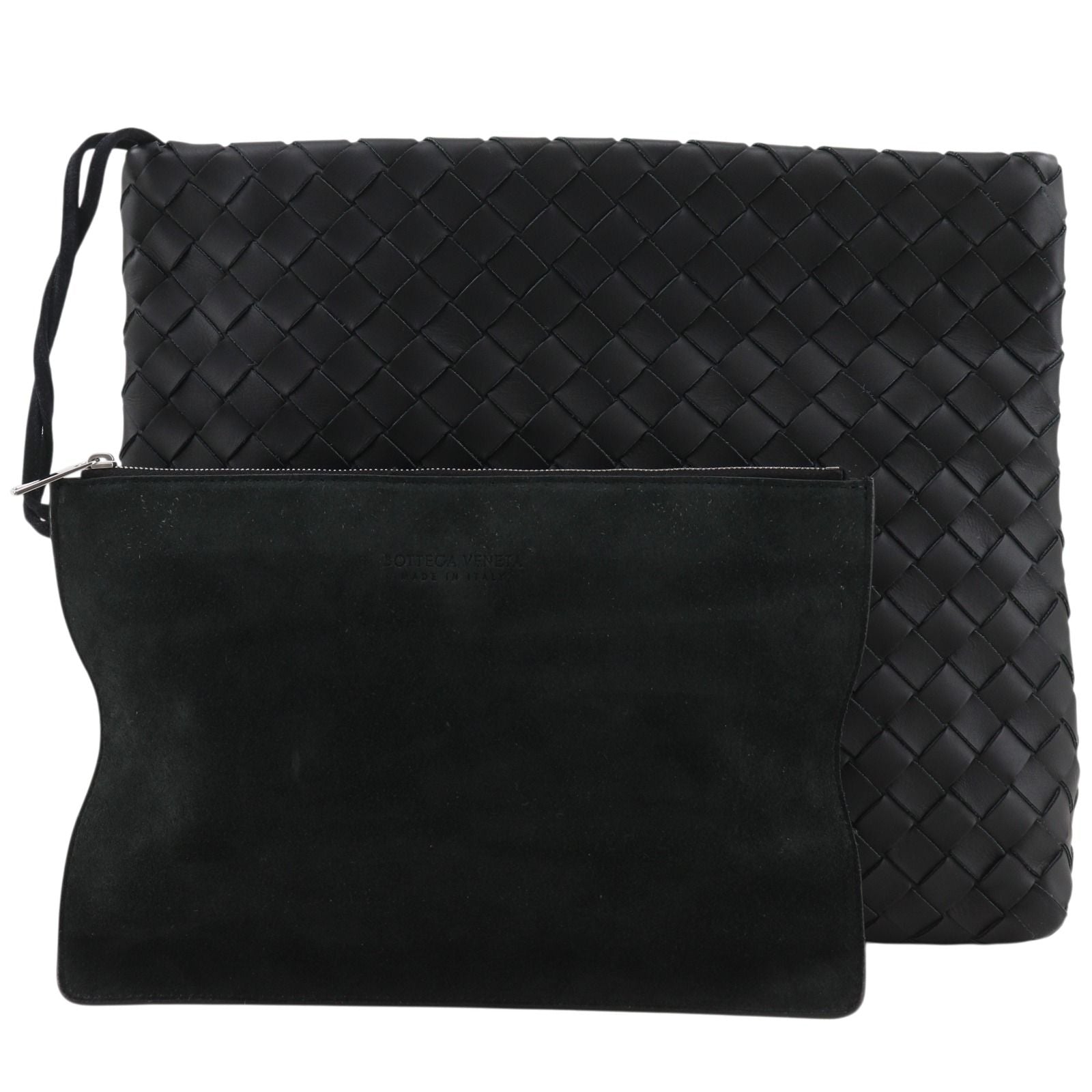 Bottega Veneta Classic Hydrology Intrecciato Leather Black Clutch