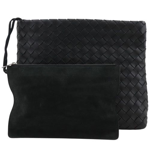 Bottega Veneta Classic Hydrology Intrecciato Leather Black Clutch