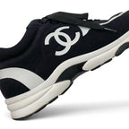 Chanel Sneakers Fabric Rubber Black White CC Logo — view 9