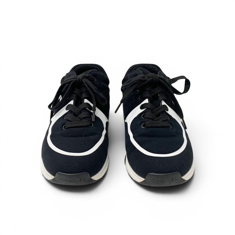 Chanel Sneakers Fabric Rubber Black White CC Logo — view 2